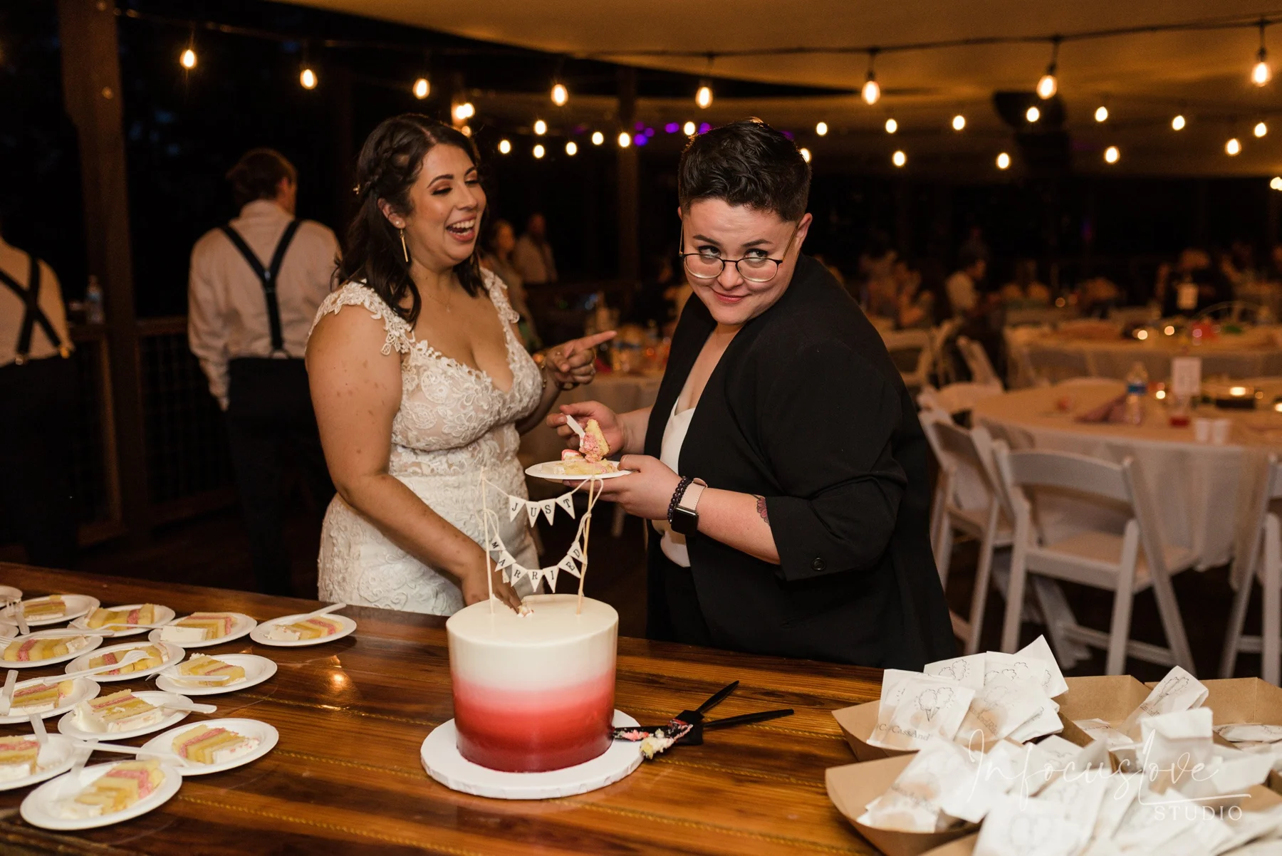 A joyful cake cutting